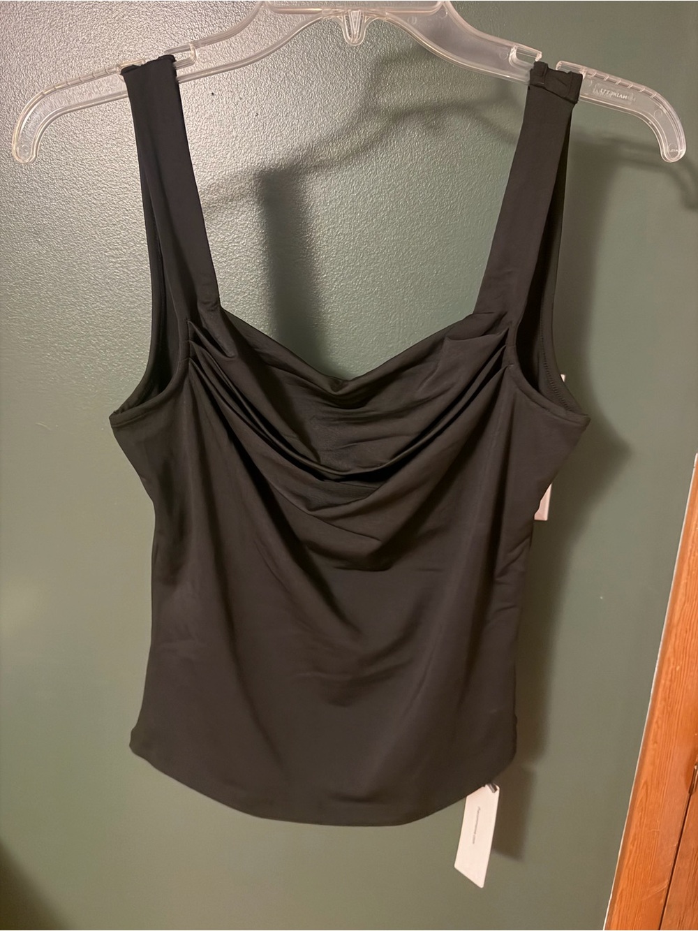 Commense Black Draped Cowl Neck Camisole